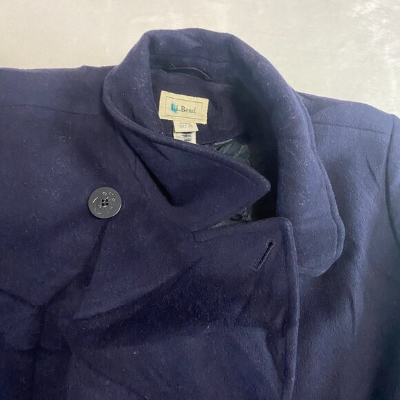 L.L. Bean Peacoat Size 20 Reg Navy Double Breasted Wool Cashmere Thinsulate - Picture 4 of 16
